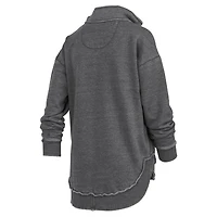 Women's Pressbox Black Iowa Hawkeyes Northfork Sojourn Poncho Quarter-Zip Sweatshirt