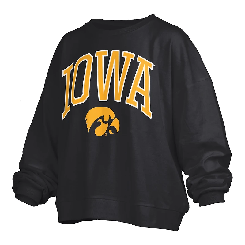 Women's Pressbox  Black Iowa Hawkeyes Plus Nelson Janise Sweatshirt