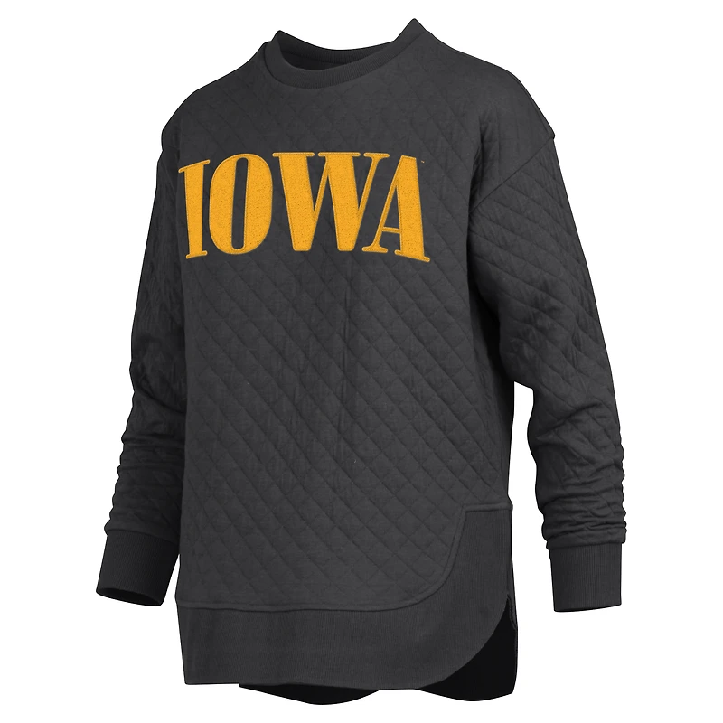 Sweat-shirt matelassé à manches longues pour femme Pressbox Black Iowa Hawkeyes