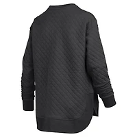 Women's Pressbox Black Iowa Hawkeyes Quilted Long Sleeve Pullover Sweatshirt