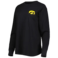 T-shirt à manches longues Pressbox Iowa Hawkeyes Valencia carreaux pour femme noir