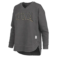 Women's Pressbox Black Iowa Hawkeyes Westin Poncho V-Neck Pullover Sweatshirt