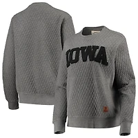 Sweat-shirt matelassé Pressbox pour femme, couleur gris anthracite chiné, motif orignal, Iowa Hawkeyes