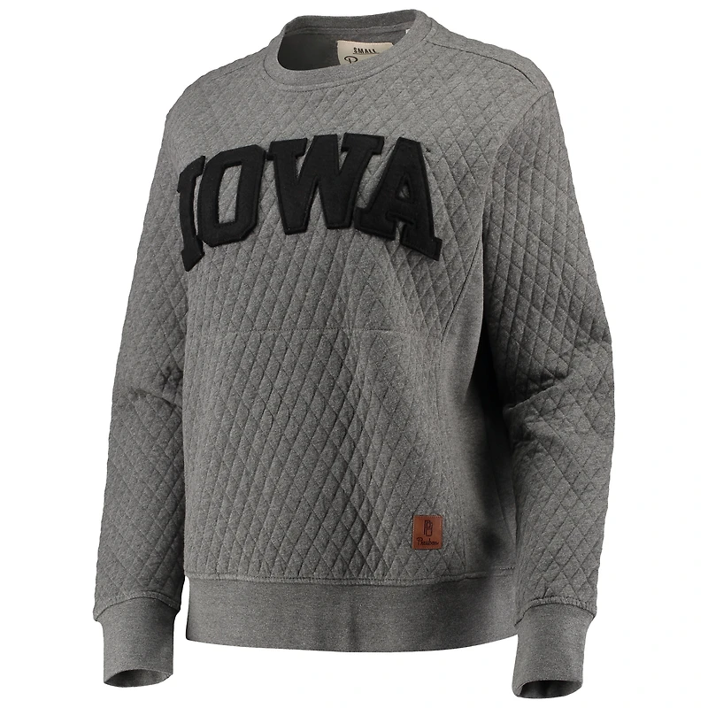 Sweat-shirt matelassé Pressbox Heather Charcoal Iowa Hawkeyes Moose pour femme