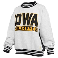 Sweat-shirt à col rond gris chiné/noir pour femme des Iowa Hawkeyes Endzone