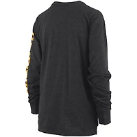T-shirt à manches longues Pressbox pour femme noir chiné Iowa Hawkeyes Two-Hit Canyon