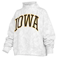 Women's Pressbox  White Iowa Hawkeyes Camo Mock Neck Sweatshirt