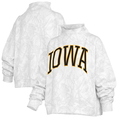 Sweat-shirt à col montant camouflage blanc Pressbox pour femmes, Iowa Hawkeyes
