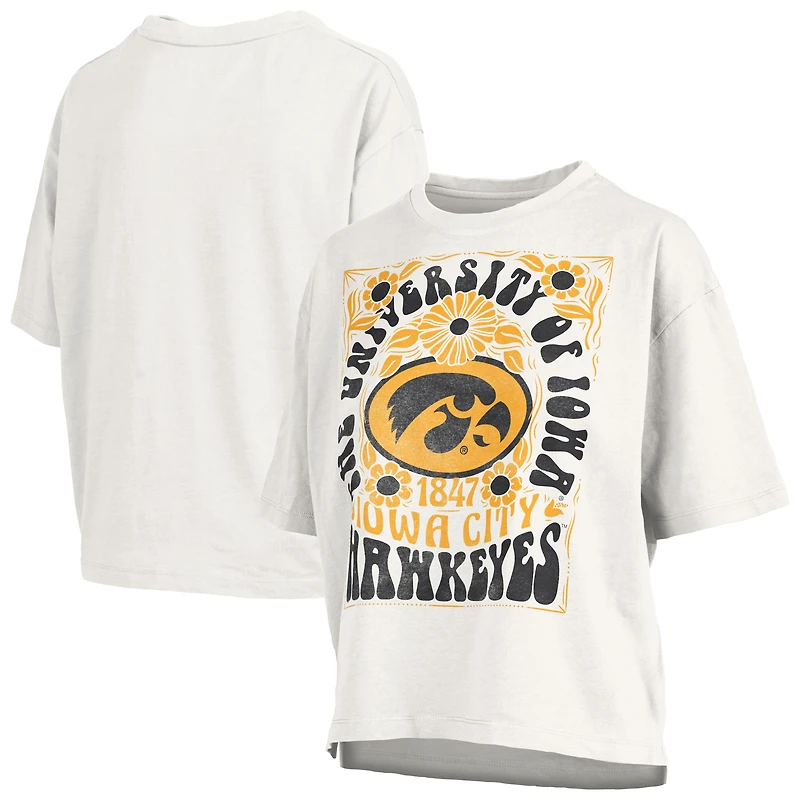Women's Pressbox White Iowa Hawkeyes Harmony Oversized Slub T-Shirt