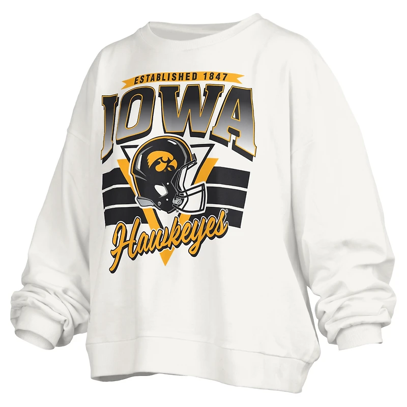 Sweat-shirt surdimensionné à logo rétro Janice des Iowa Hawkeyes pour femme Pressbox White
