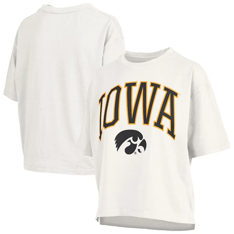 Women's Pressbox White Iowa Hawkeyes Plus Nelson Motley Crew Oversized Slub T-Shirt