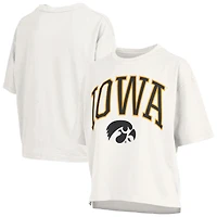 Women's Pressbox White Iowa Hawkeyes Plus Nelson Motley Crew Oversized Slub T-Shirt