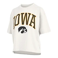 T-shirt oversize en jersey flammé blanc Pressbox pour femme, Iowa Hawkeyes, grande taille, Nelson Motley Crew