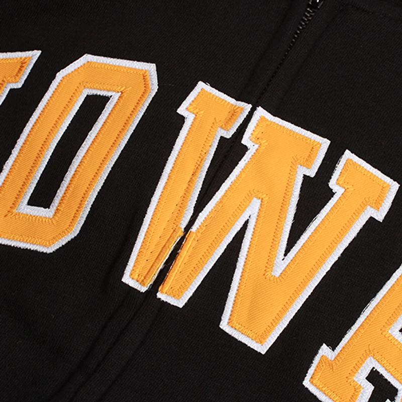 Sweat à capuche zippé intégral Stadium Athletic Iowa Hawkeyes pour femme avec nom arqué noir