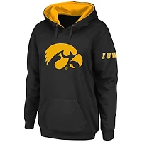 Sweat à capuche noir grand logo Iowa Hawkeyes pour femme, style Stadium Athletic
