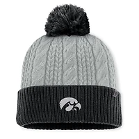 Bonnet en tricot à revers et pompon Becca Iowa Hawkeyes gris/noir pour femme Top of the World