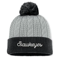 Bonnet en tricot à revers et pompon Becca Iowa Hawkeyes gris/noir pour femme Top of the World