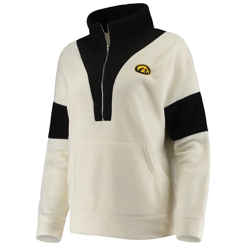 Veste Iowa Hawkeyes Blocked Colorblocked Half-Zip pour femme blanche/noire