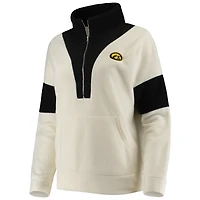 Veste Iowa Hawkeyes Blocked Colorblocked Half-Zip pour femme blanche/noire
