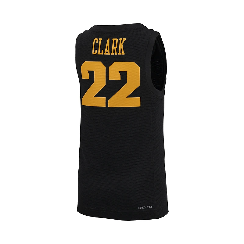 Maillot Nike Caitlin Clark noir pour jeunes des Iowa Hawkeyes Performance Replica