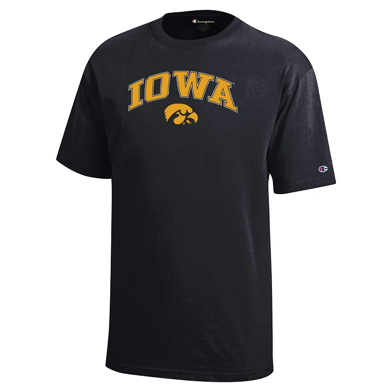 T-shirt noir Champion des jeunes Iowa Hawkeyes Arch Over Logo