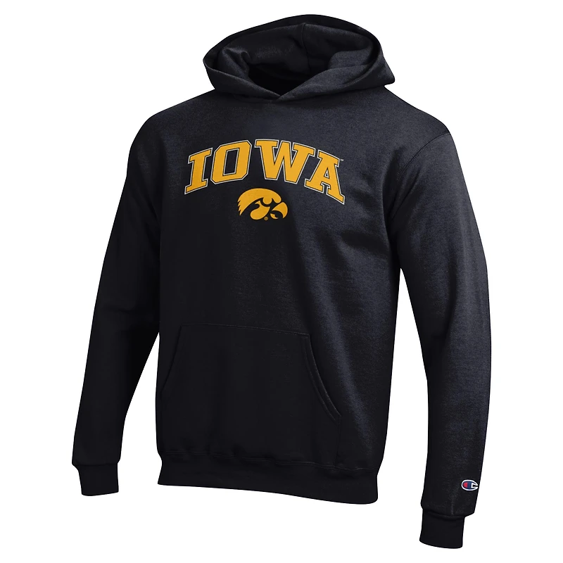 Sweat à capuche noir Champion des jeunes Iowa Hawkeyes Campus