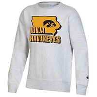 Sweatshirt à enfiler tissage inversé Iowa Hawkeyes Champion pour jeunes gris chiné
