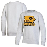 Sweatshirt à enfiler tissage inversé Iowa Hawkeyes Champion pour jeunes gris chiné