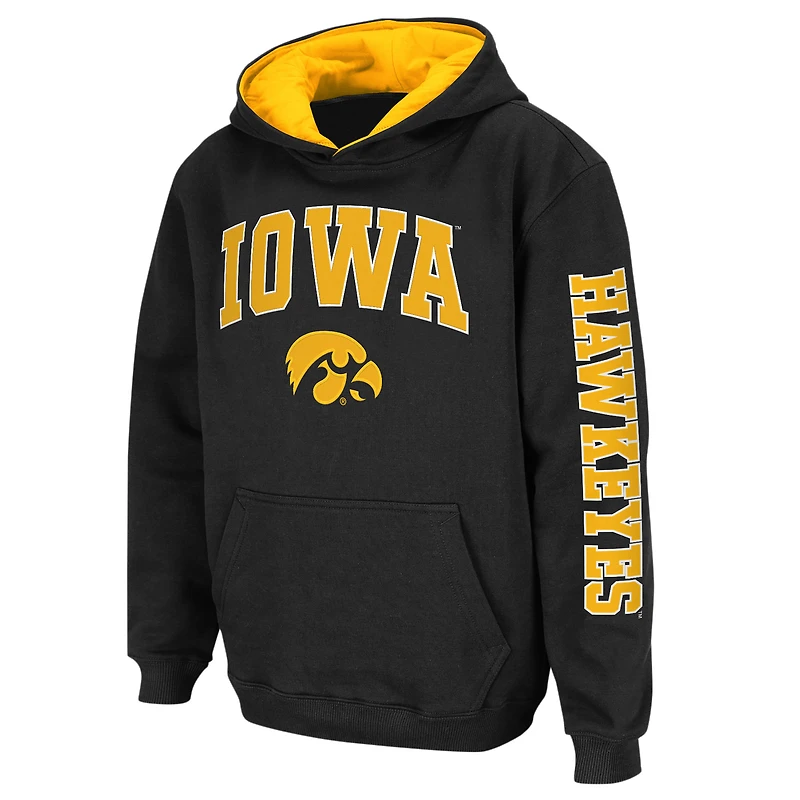 Youth Colosseum Black Iowa Hawkeyes 2-Hit Team Pullover Hoodie