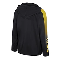 Coupe-vent à capuche et manches longues avec fermeture éclair quart de tour pour jeunes Iowa Hawkeyes Lumen Black Colosseum