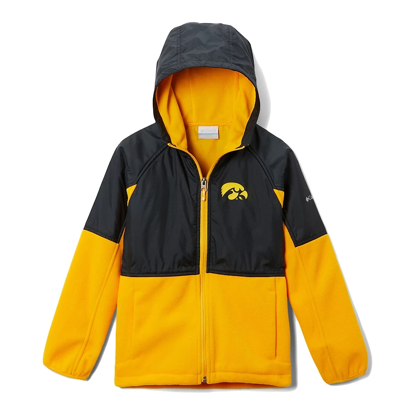 Sweat à capuche entièrement zippé Columbia Iowa Hawkeyes Flanker Raglan noir pour jeune