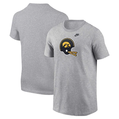 T-shirt pour jeunes Nike Heather Grey Iowa Hawkeyes avec casque