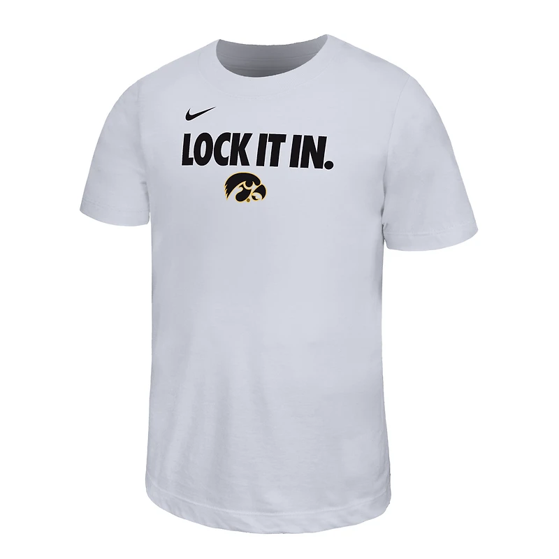 Youth Nike White Iowa Hawkeyes 2026 On-Court Bench Legend Dri-FIT T-Shirt