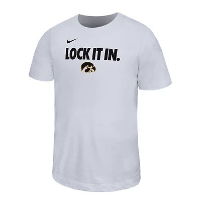 Youth Nike White Iowa Hawkeyes 2026 On-Court Bench Legend Dri-FIT T-Shirt
