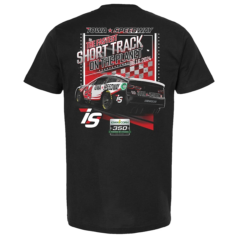 T-shirt de sport à drapeau damier pour hommes, noir, Iowa Speedway 2024, Corn 350