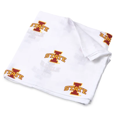 Couverture d'emmaillotage en mousseline blanche pour bébé Three Little Anchors Iowa State Cyclones 119 x 119 cm