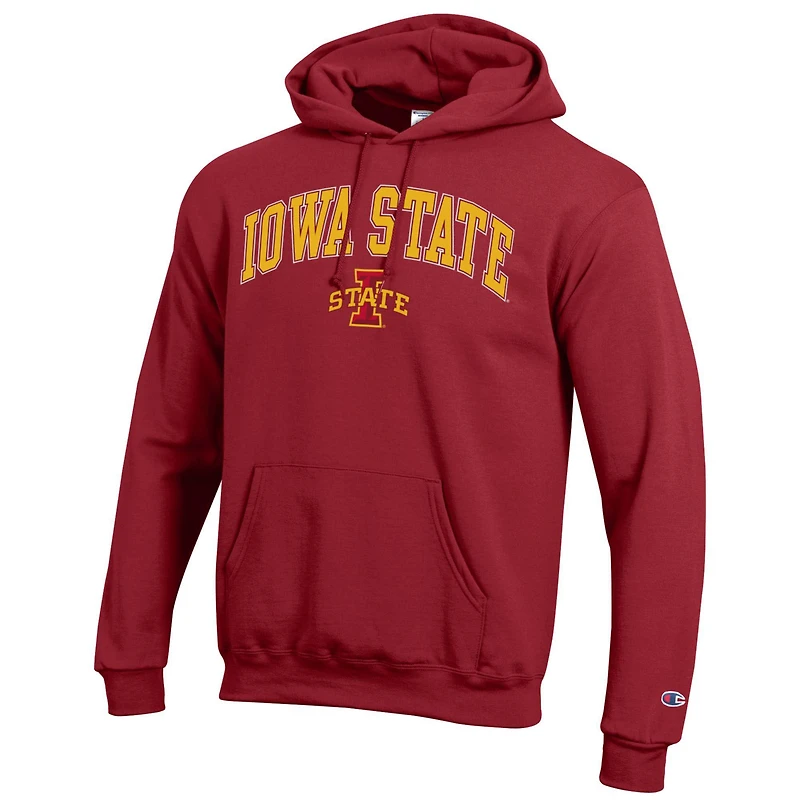 Men's Champion  Cardinal Iowa State Cyclones Arched Logo Fleece Pullover Hoodie