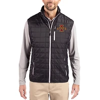 Doudoune sans manches zippée intégrale Cutter & Buck noire Iowa State Cyclones Rainier Eco pour homme
