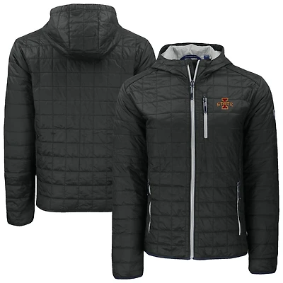 Veste à capuche zippée intégrale Cutter & Buck noire Iowa State Cyclones Rainier Eco PrimaLoft pour homme