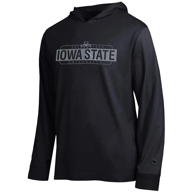 T-shirt à capuche manches longues Champion noir Iowa State Cyclones Gradient All-Star pour homme