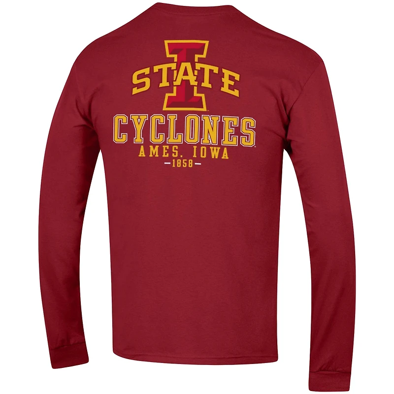 Champion Cardinal Iowa State Cyclones Team Stack T-shirt à manches longues pour homme