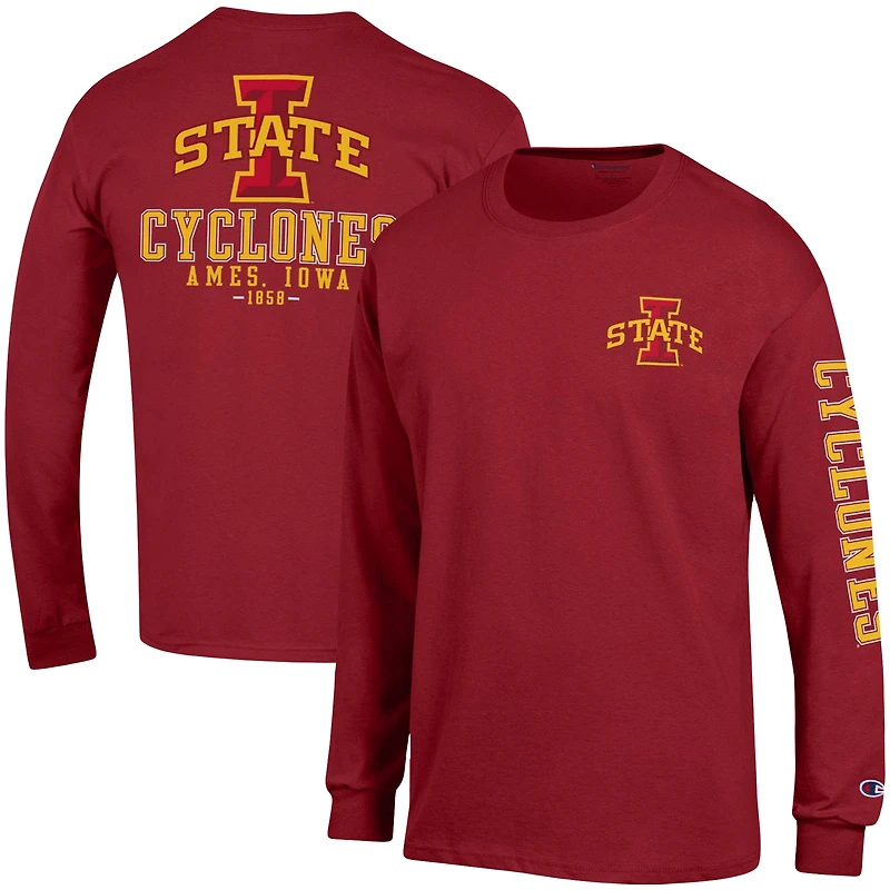 Champion Cardinal Iowa State Cyclones Team Stack T-shirt à manches longues pour homme
