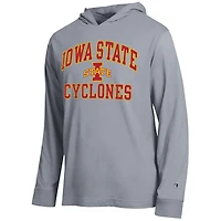 Men's Champion  Heather Gray Iowa State Cyclones High Motor All-Star Long Sleeve Hooded T-Shirt