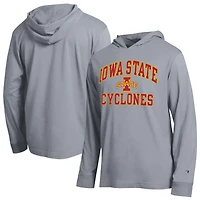 Men's Champion  Heather Gray Iowa State Cyclones High Motor All-Star Long Sleeve Hooded T-Shirt