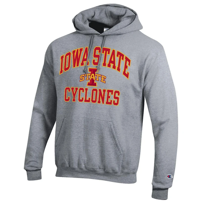 Men's Champion Heather Gray Iowa State Cyclones High Motor Pullover Hoodie