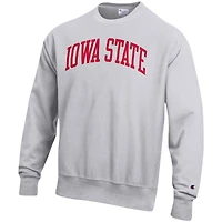 Sweat-shirt Champion à tissage inversé Iowa State Cyclones Arch pour homme gris chiné