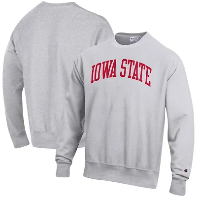 Sweat-shirt Champion à tissage inversé Iowa State Cyclones Arch pour homme gris chiné