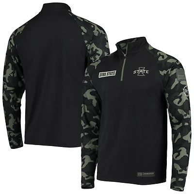 Veste raglan à quart de zip Colosseum noire/camouflage Iowa State Cyclones OHT Military Appreciation Take Flight pour homme
