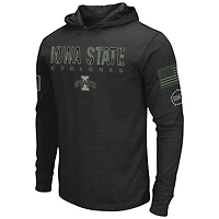 T-shirt à manches longues pour hommes Colosseum Black Iowa State Cyclones OHT Military Appreciation Team Hoodie