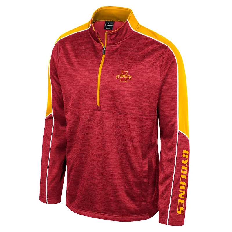 Veste demi-zippée chinée Colosseum Cardinal Iowa State Cyclones pour hommes